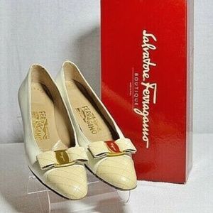 White/Beige Vara Bow Pumps Narrow  7AA  🇮🇹
